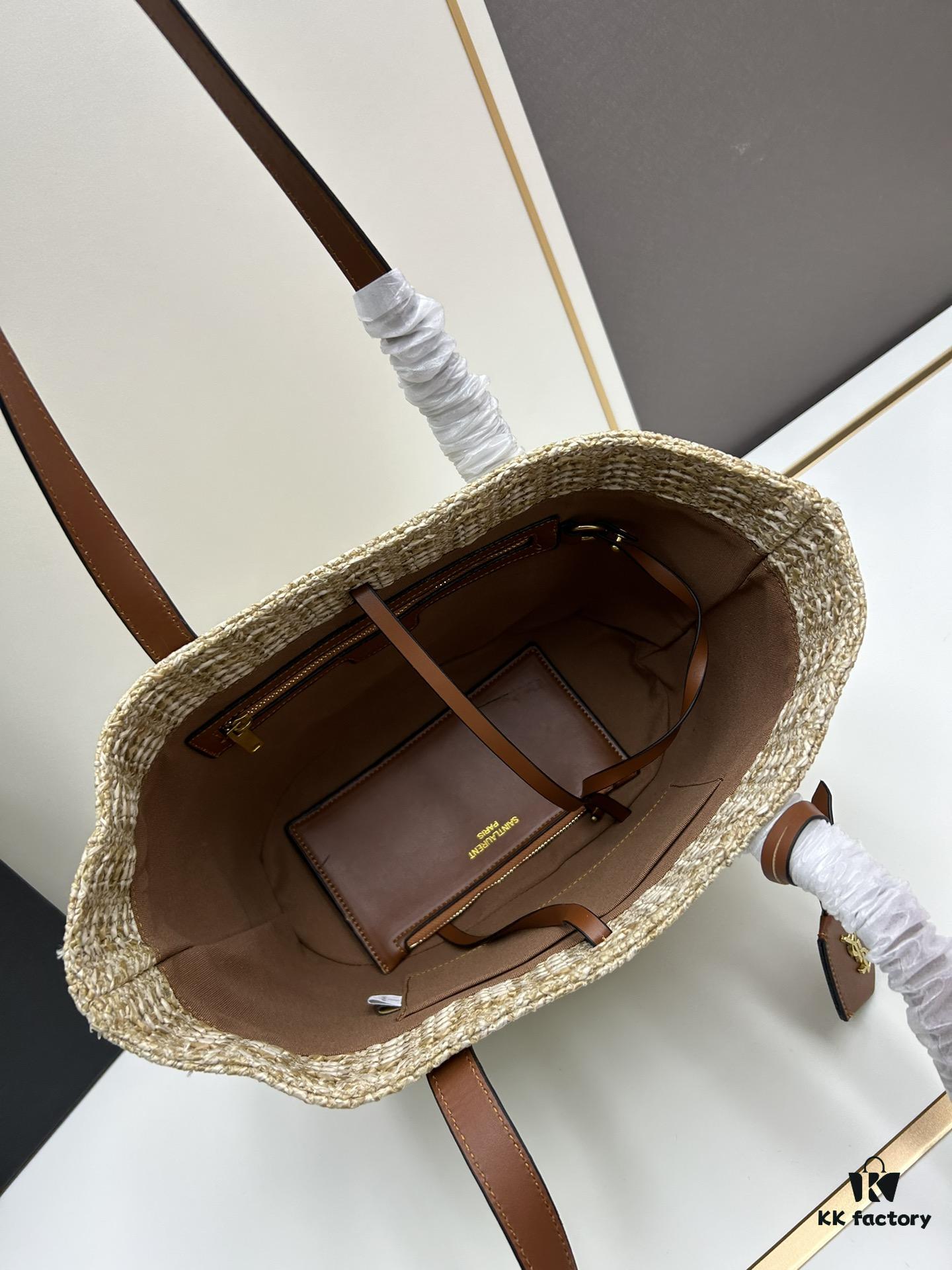 New YSL Straw Tote Shopping Bag