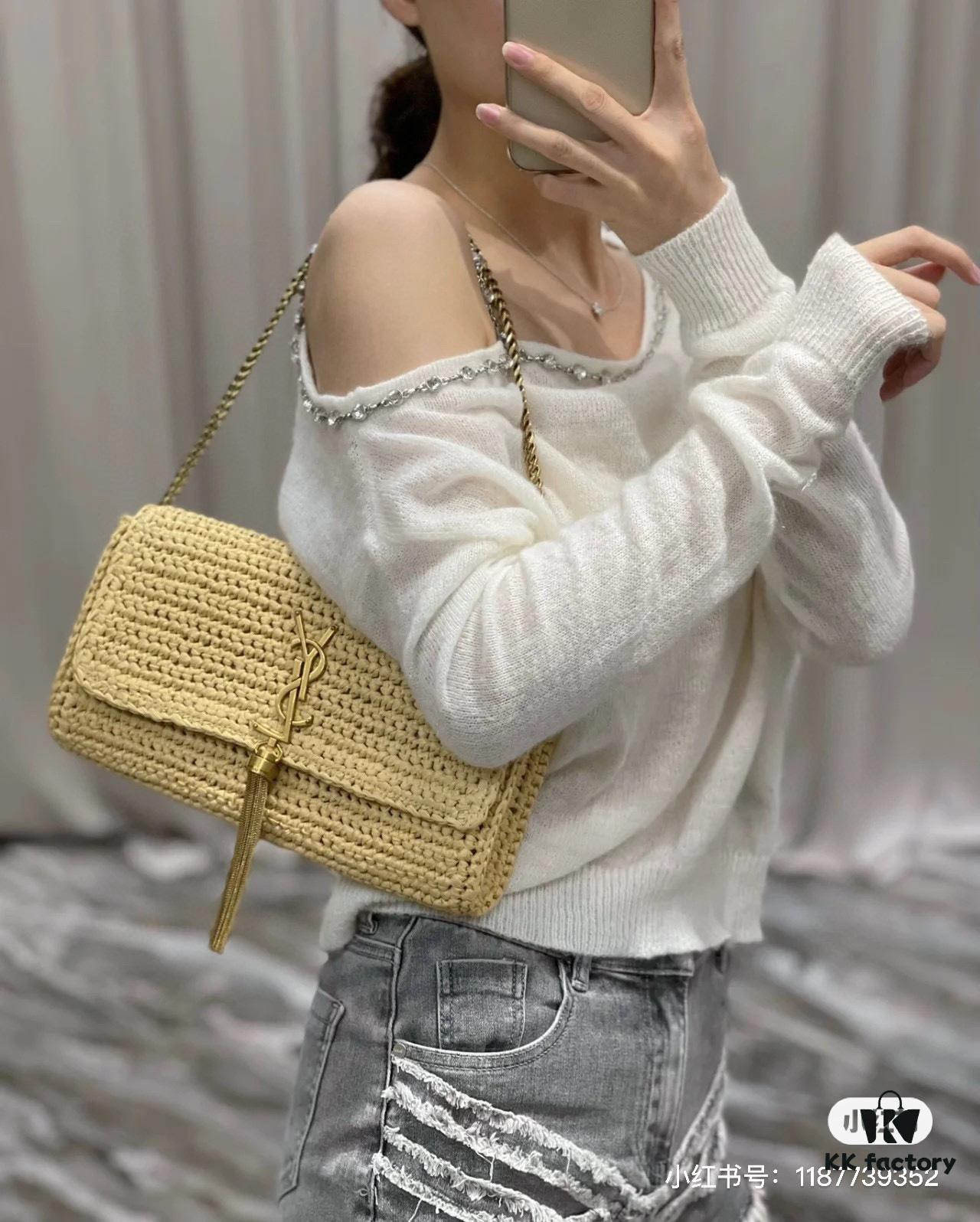 Bestseller YSL New Raffia Woven Tassel Bag! Summer Beach Joy