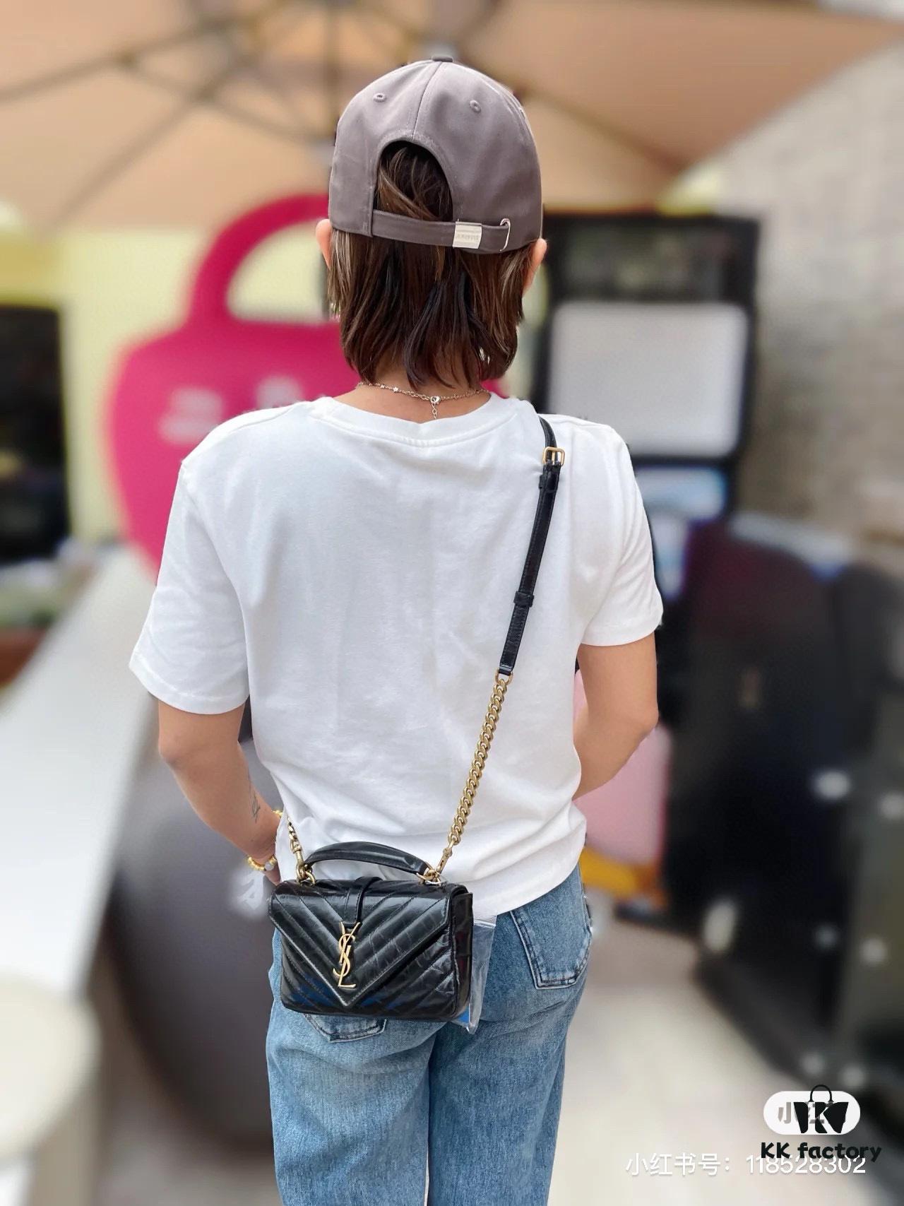 New Arrival YSL Mini College Messenger Bag in Waxed Calfskin - Style No. 6126