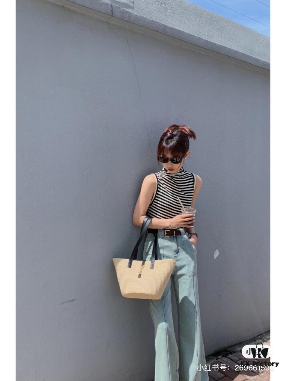 New Arrival YSL Saint Laurent Rattan Tote Shopping Bag