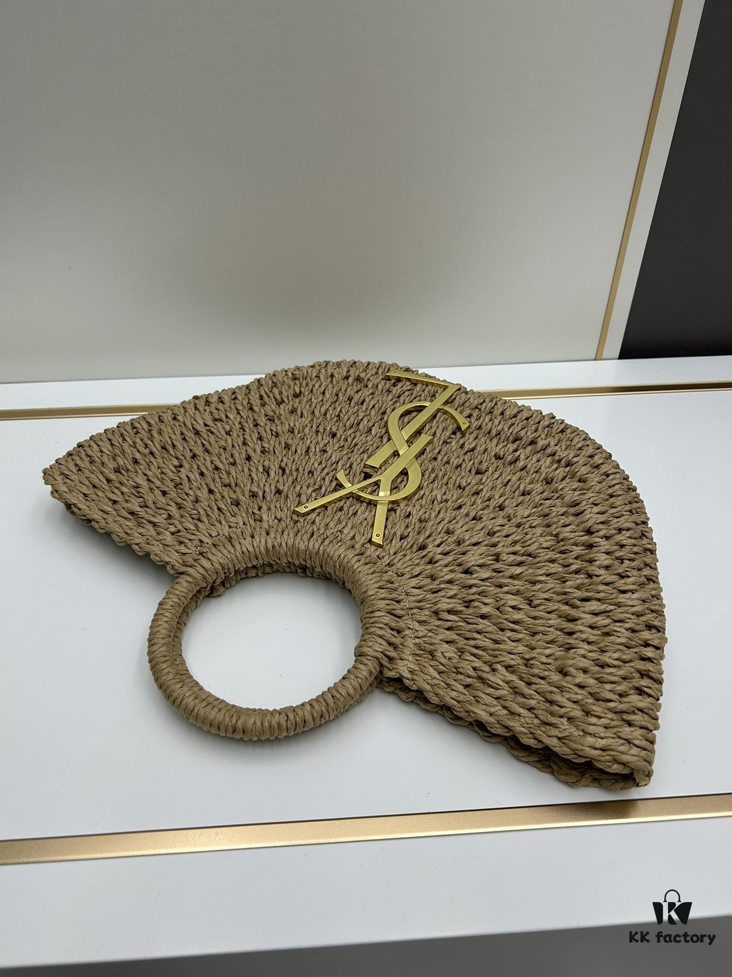 New Large YSL Woven Straw Tote Bag with Zipper