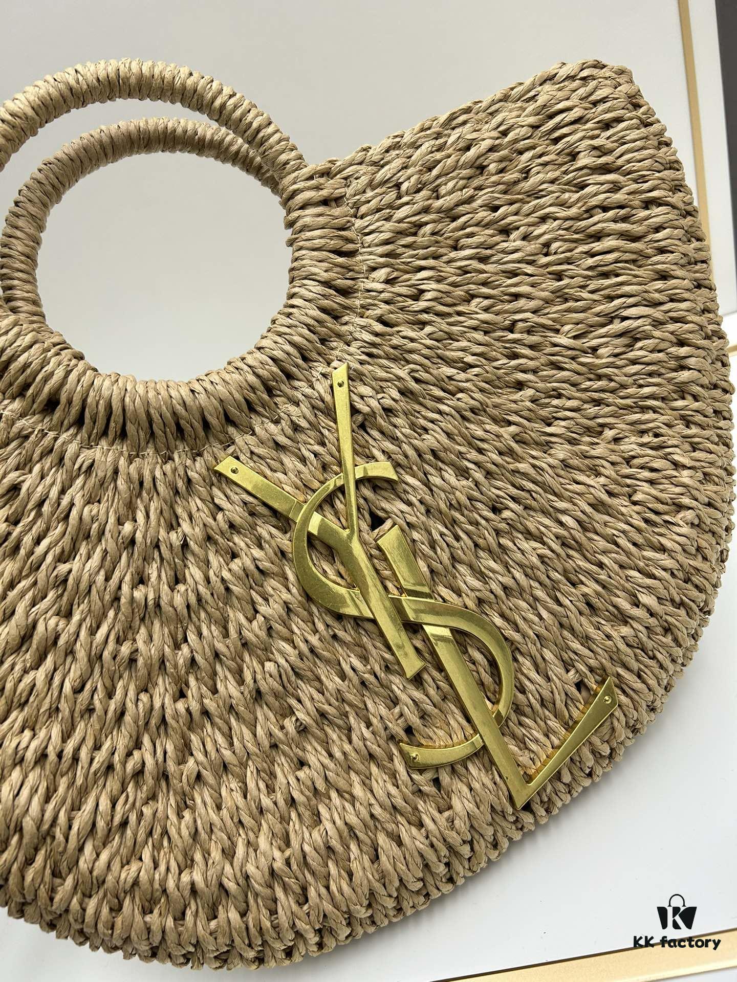 New Large YSL Woven Straw Tote Bag with Zipper