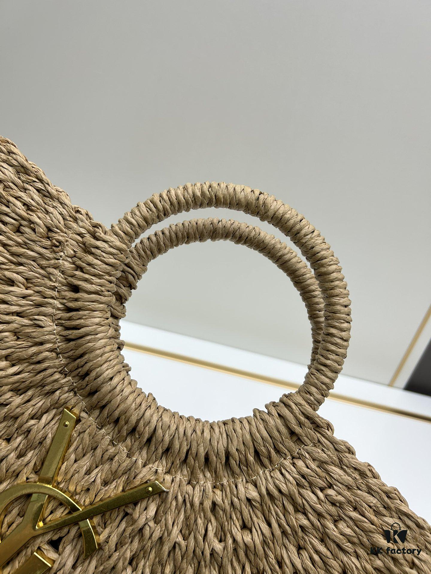 New Large YSL Woven Straw Tote Bag with Zipper