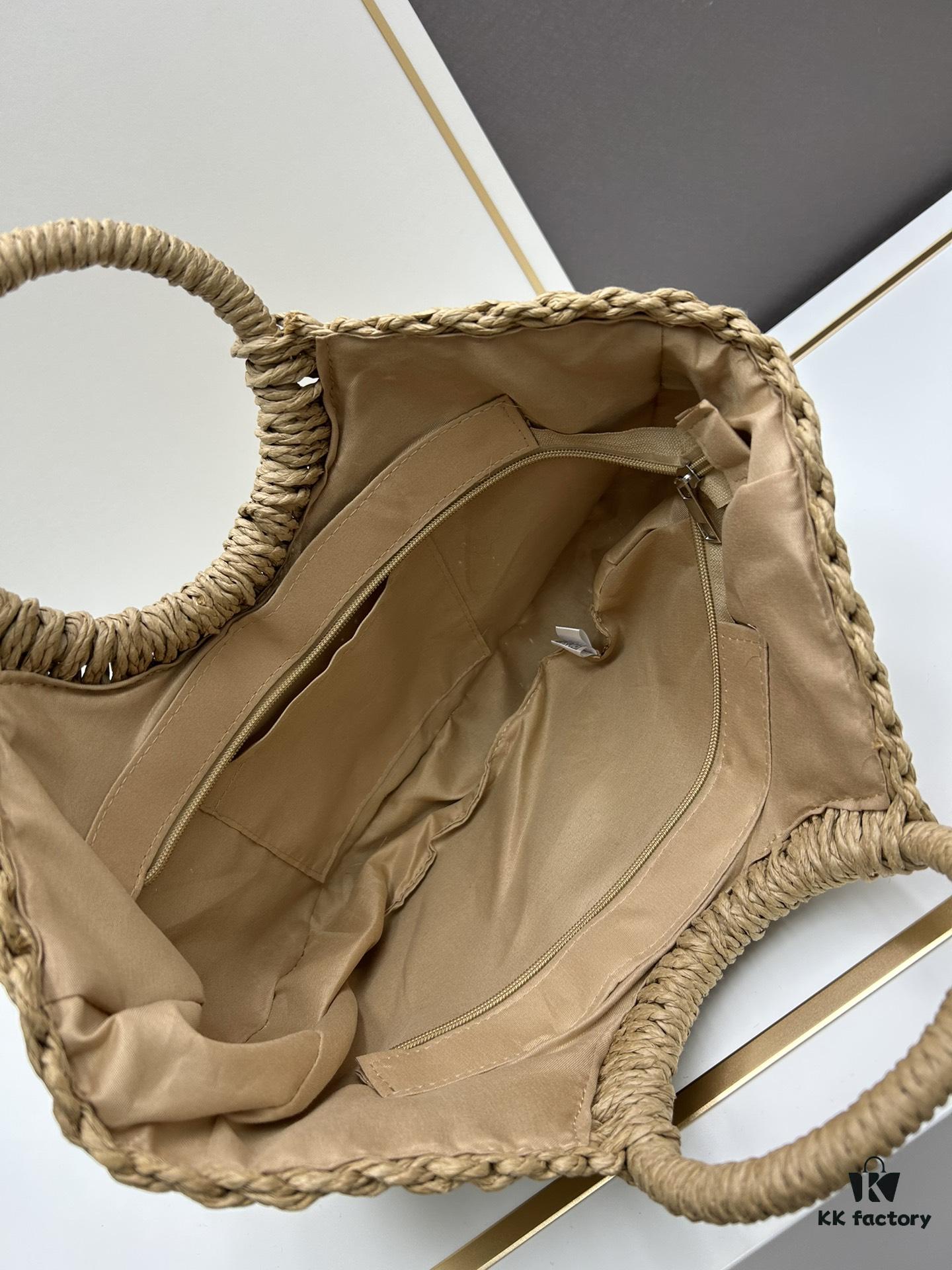 New Large YSL Woven Straw Tote Bag with Zipper