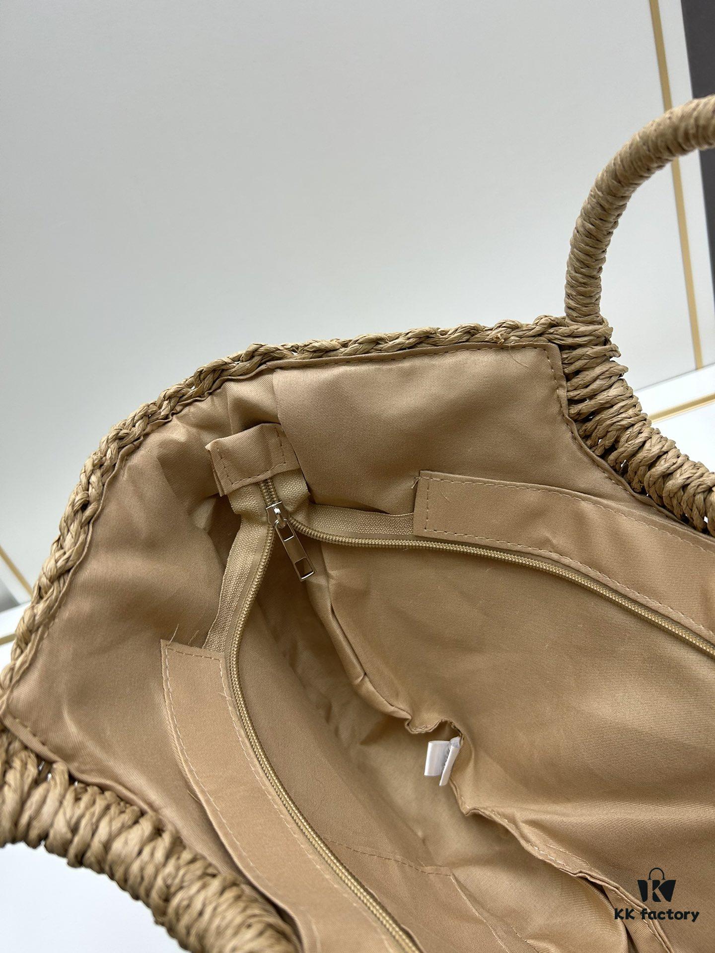 New Large YSL Woven Straw Tote Bag with Zipper