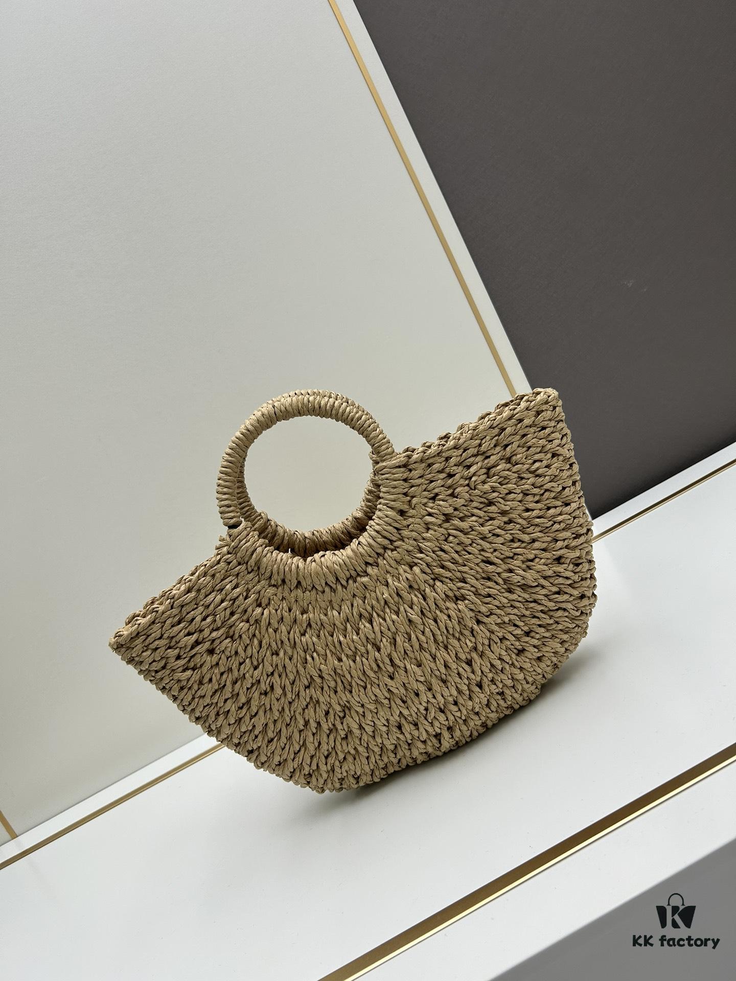New Medium Size YSL Straw Woven Bag with Zipper - Perfect for Summer Beach Style