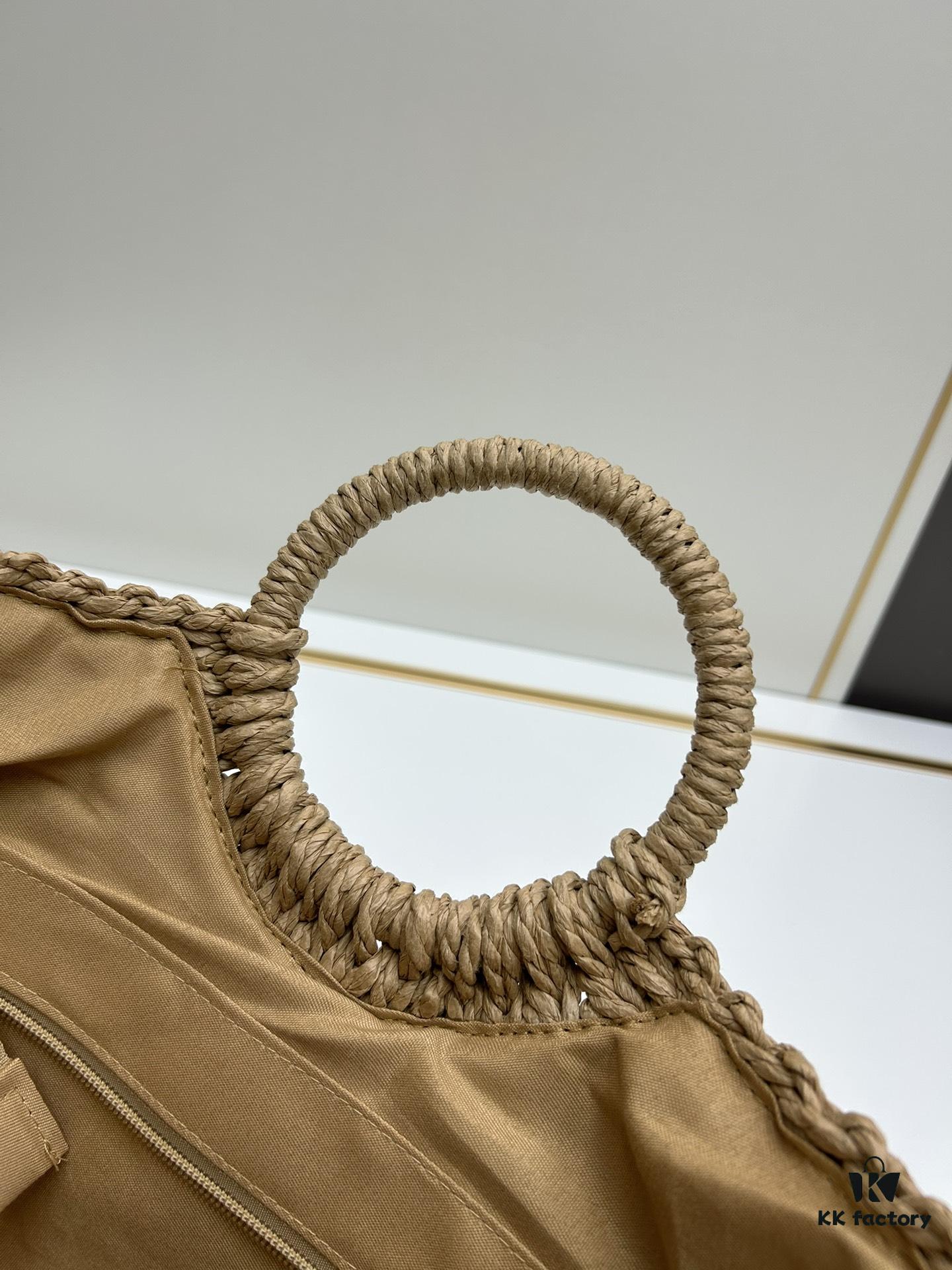 New Medium Size YSL Straw Woven Bag with Zipper - Perfect for Summer Beach Style