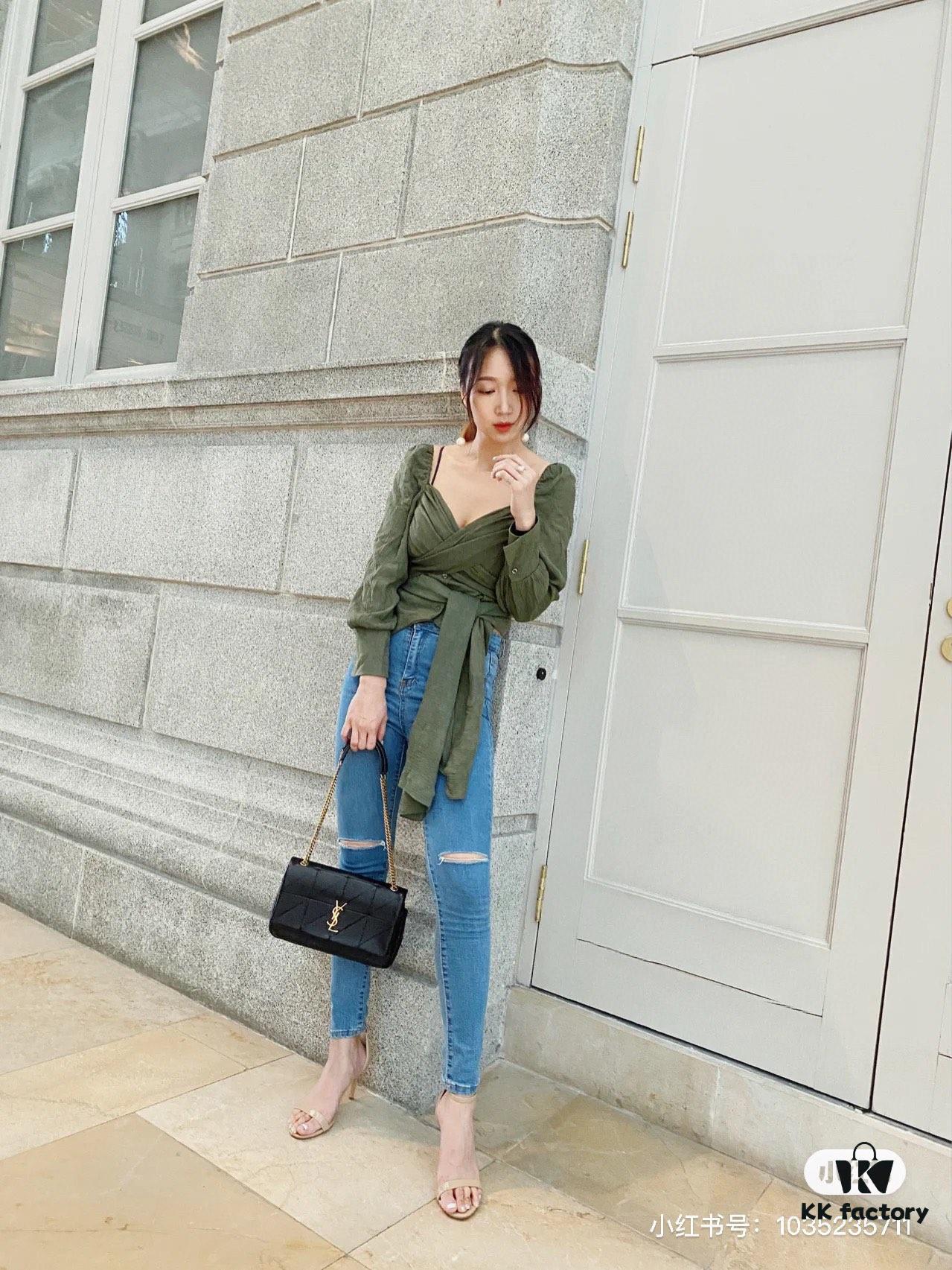 New Arrival YSL Saint Laurent JAMIE Medium 25cm Suede and Leather Shoulder Bag