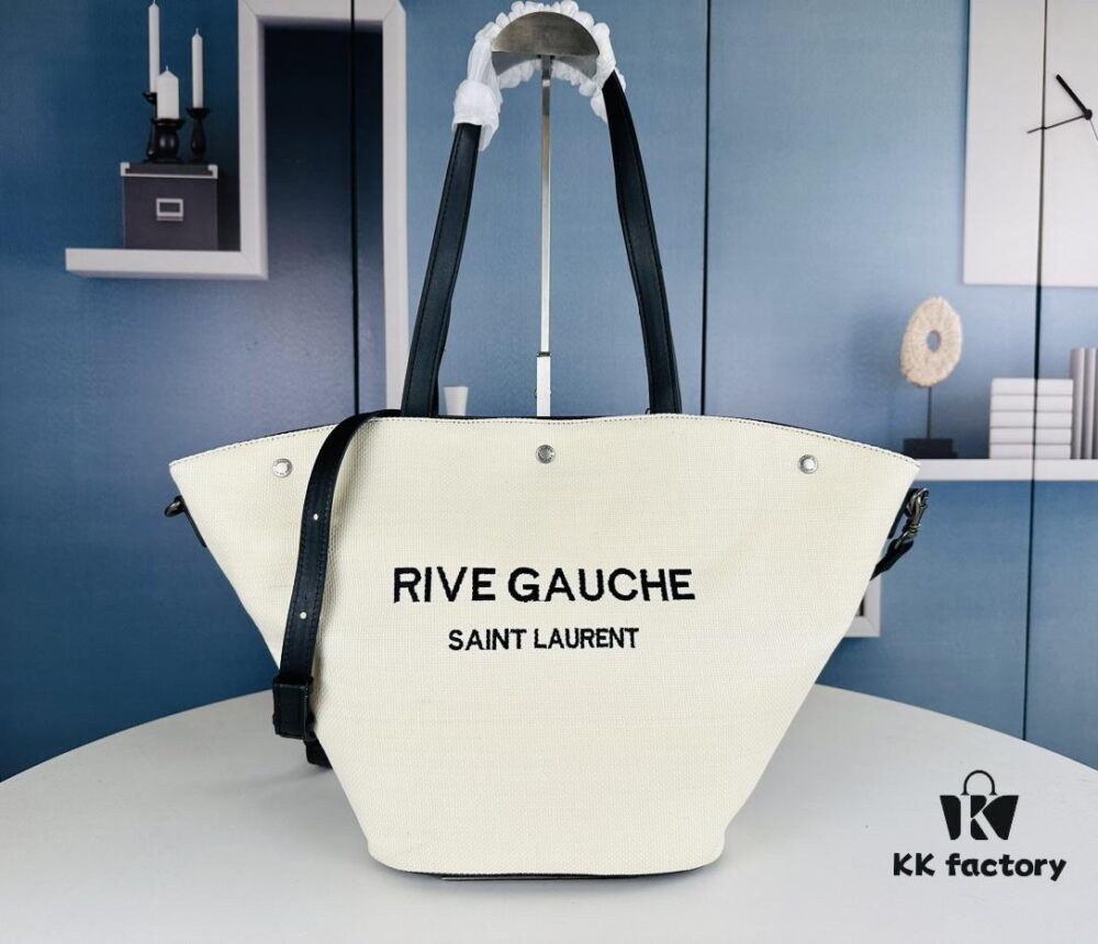 YSL Saint Laurent Woven Shopping Tote Basket Bag