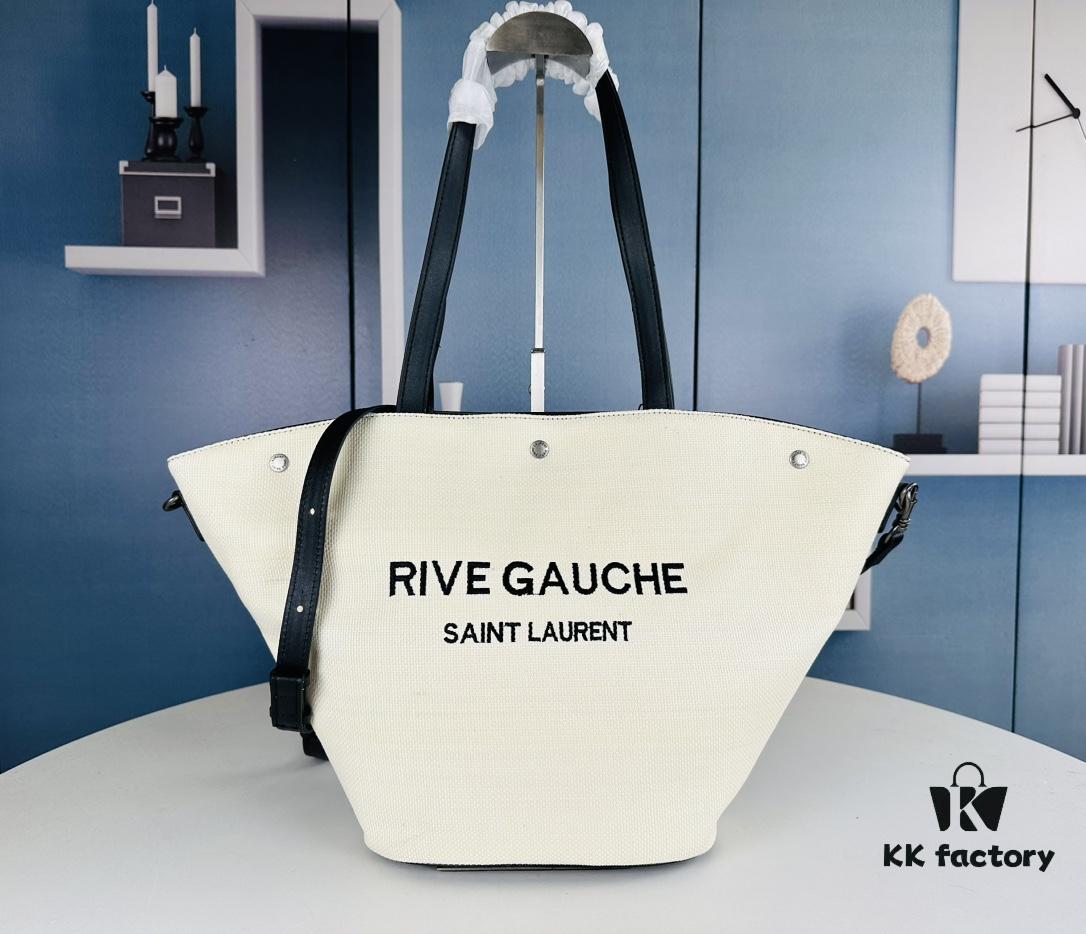 YSL Saint Laurent Woven Shopping Tote Basket Bag