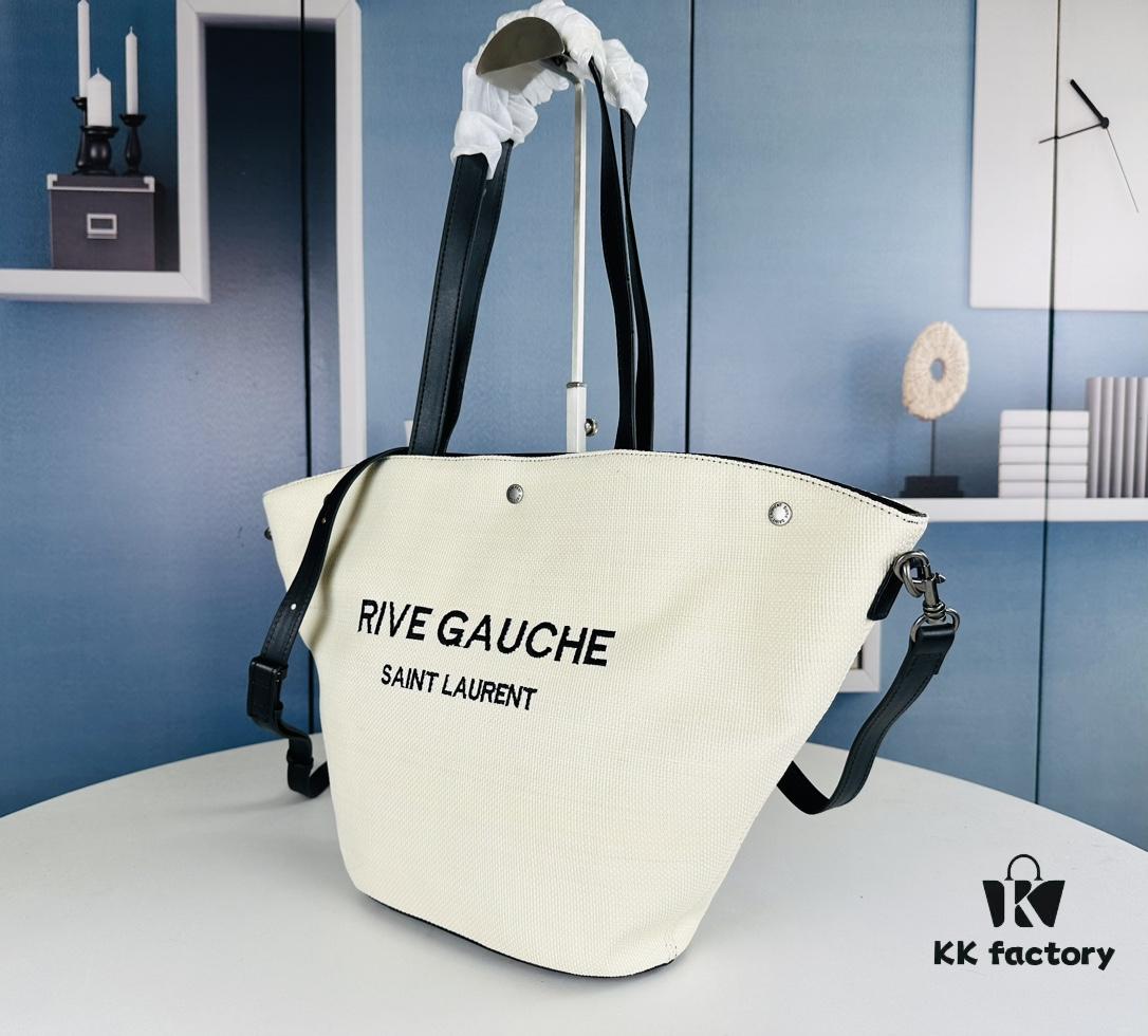 YSL Saint Laurent Woven Shopping Tote Basket Bag