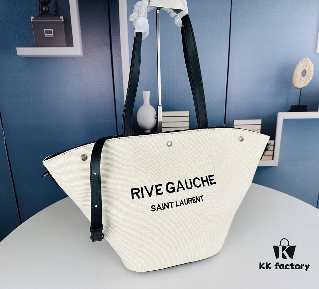 YSL Saint Laurent Woven Shopping Tote Basket Bag