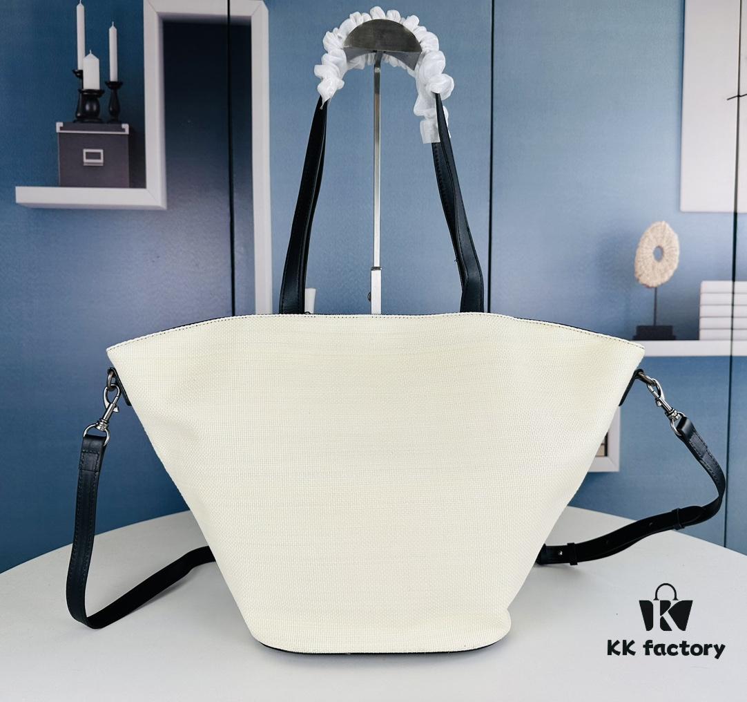 YSL Saint Laurent Woven Shopping Tote Basket Bag