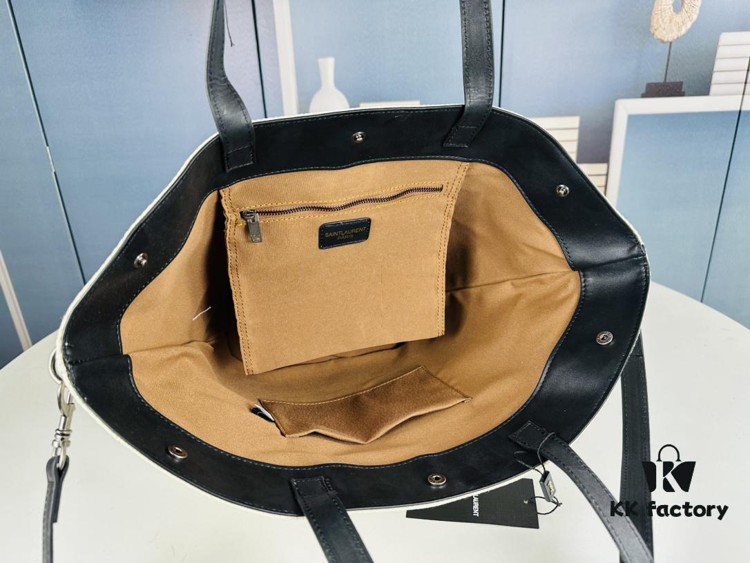 YSL Saint Laurent Woven Shopping Tote Basket Bag