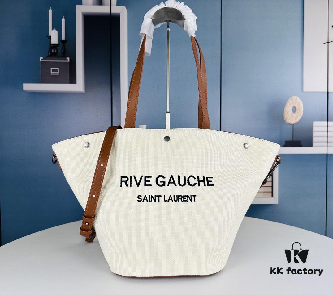 YSL / Saint Laurent Woven Shopping Tote Basket Bag