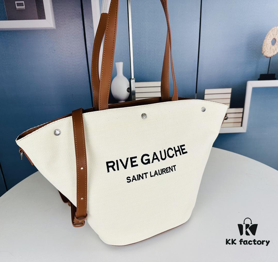 YSL / Saint Laurent Woven Shopping Tote Basket Bag