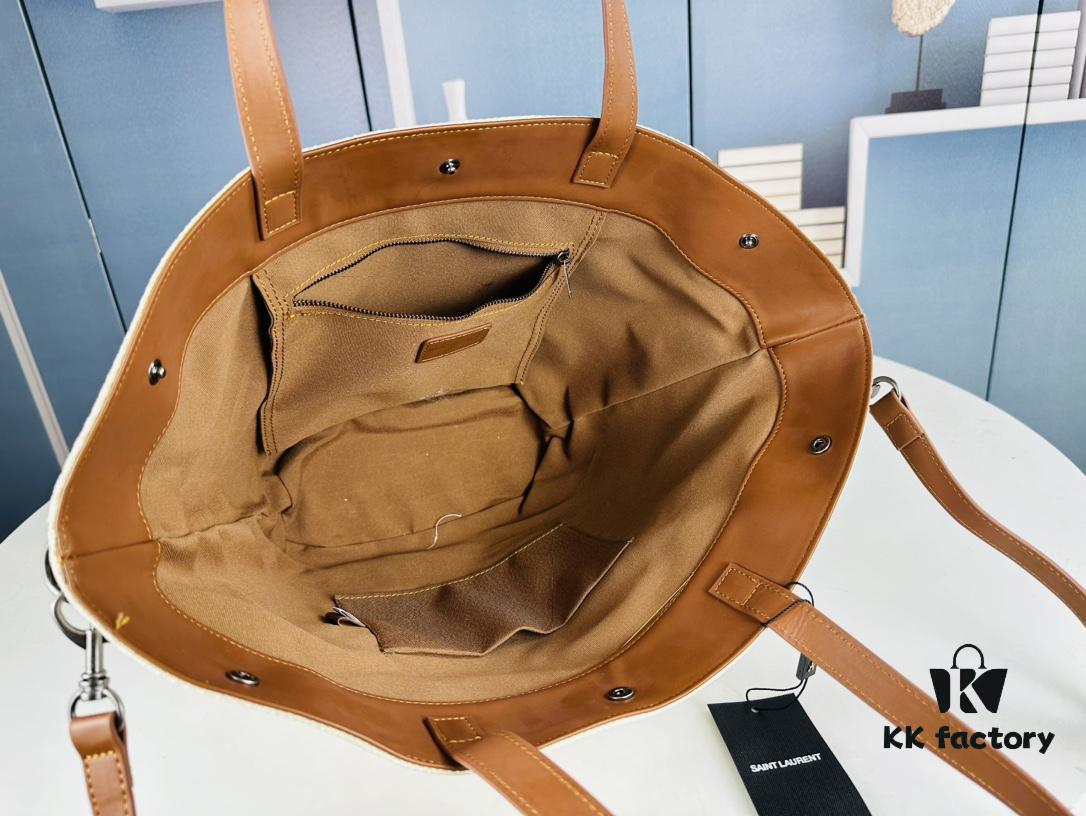 YSL / Saint Laurent Woven Shopping Tote Basket Bag