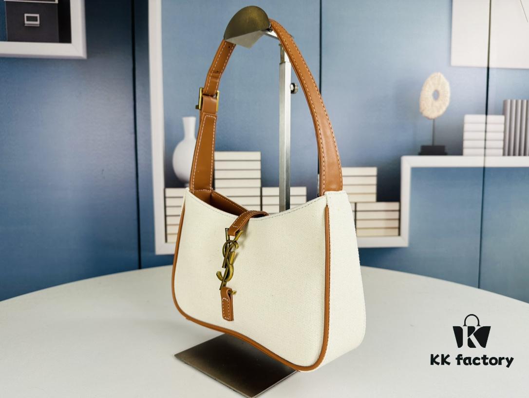 New YSL Saint Laurent Canvas Shoulder Bag with Box | 70s-Inspired Retro Design | Rive Gauche Collection