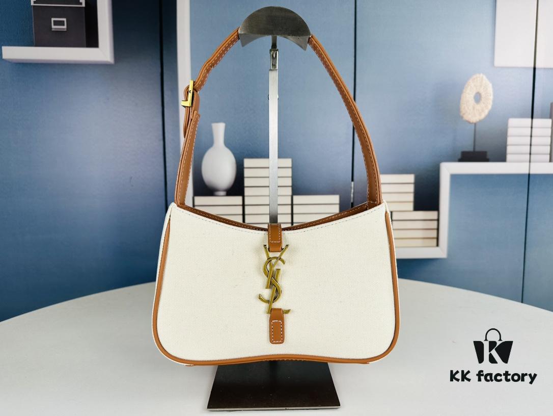 New YSL Saint Laurent Canvas Shoulder Bag with Box | 70s-Inspired Retro Design | Rive Gauche Collection