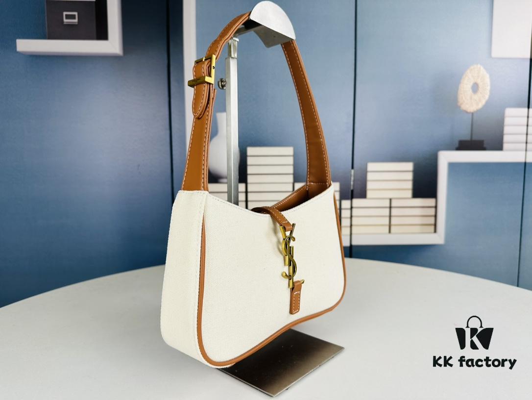 New YSL Saint Laurent Canvas Shoulder Bag with Box | 70s-Inspired Retro Design | Rive Gauche Collection