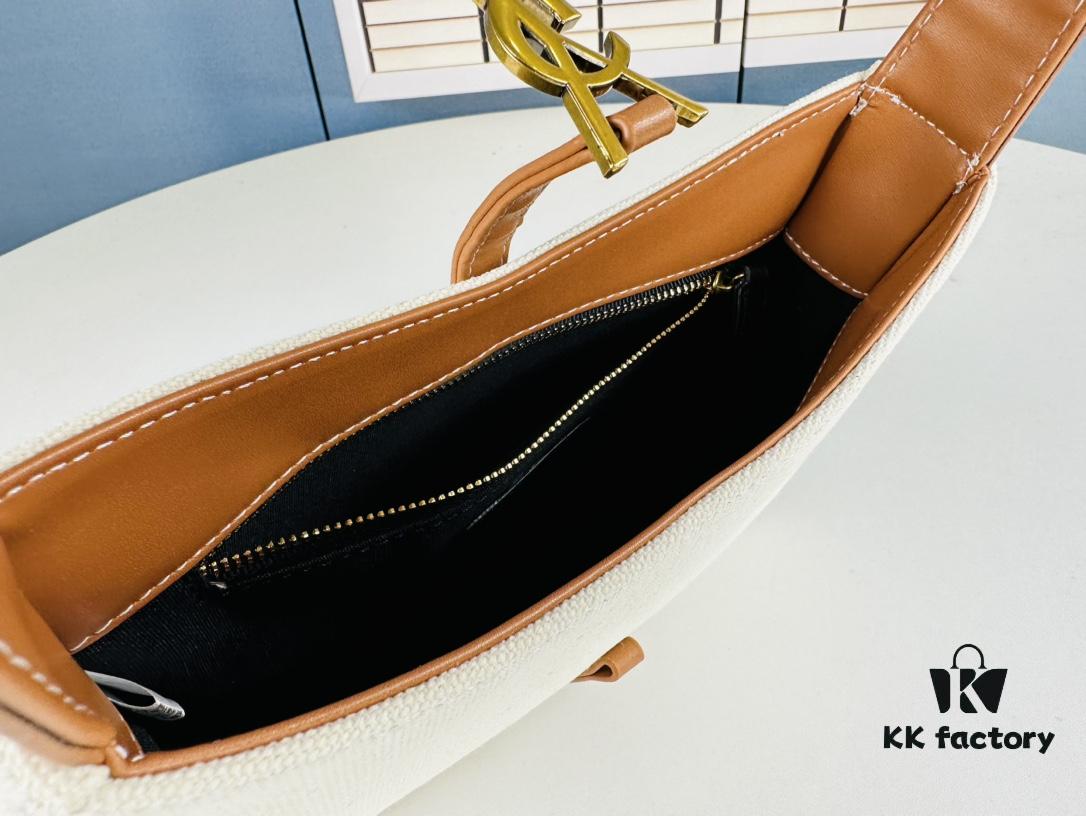 New YSL Saint Laurent Canvas Shoulder Bag with Box | 70s-Inspired Retro Design | Rive Gauche Collection