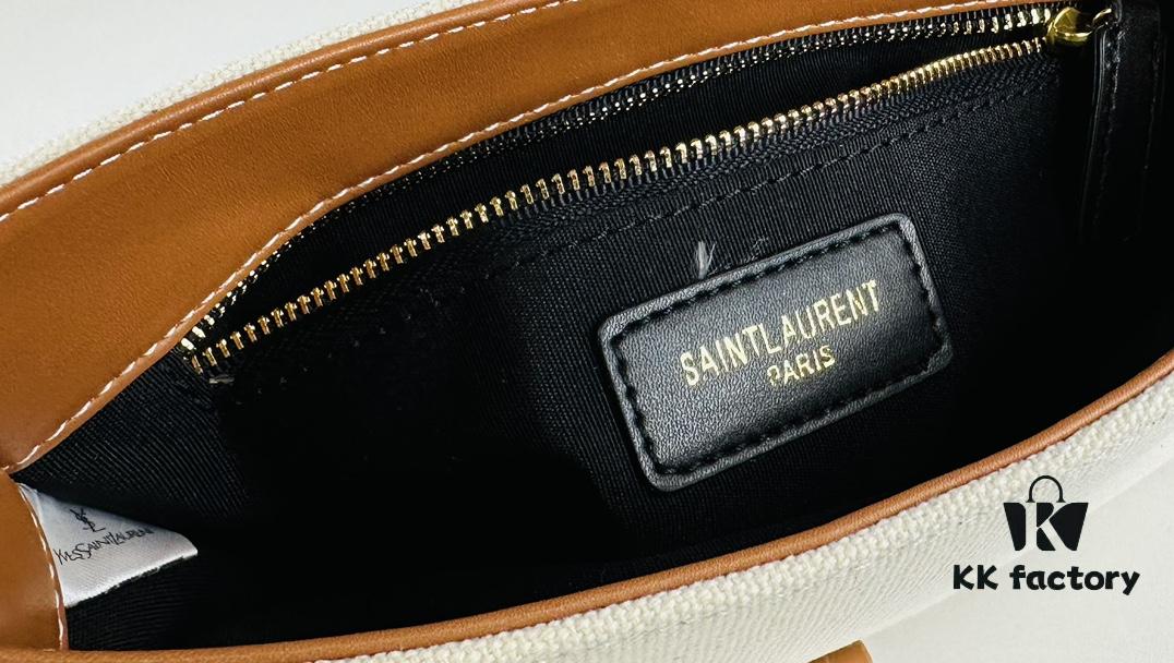 New YSL Saint Laurent Canvas Shoulder Bag with Box | 70s-Inspired Retro Design | Rive Gauche Collection