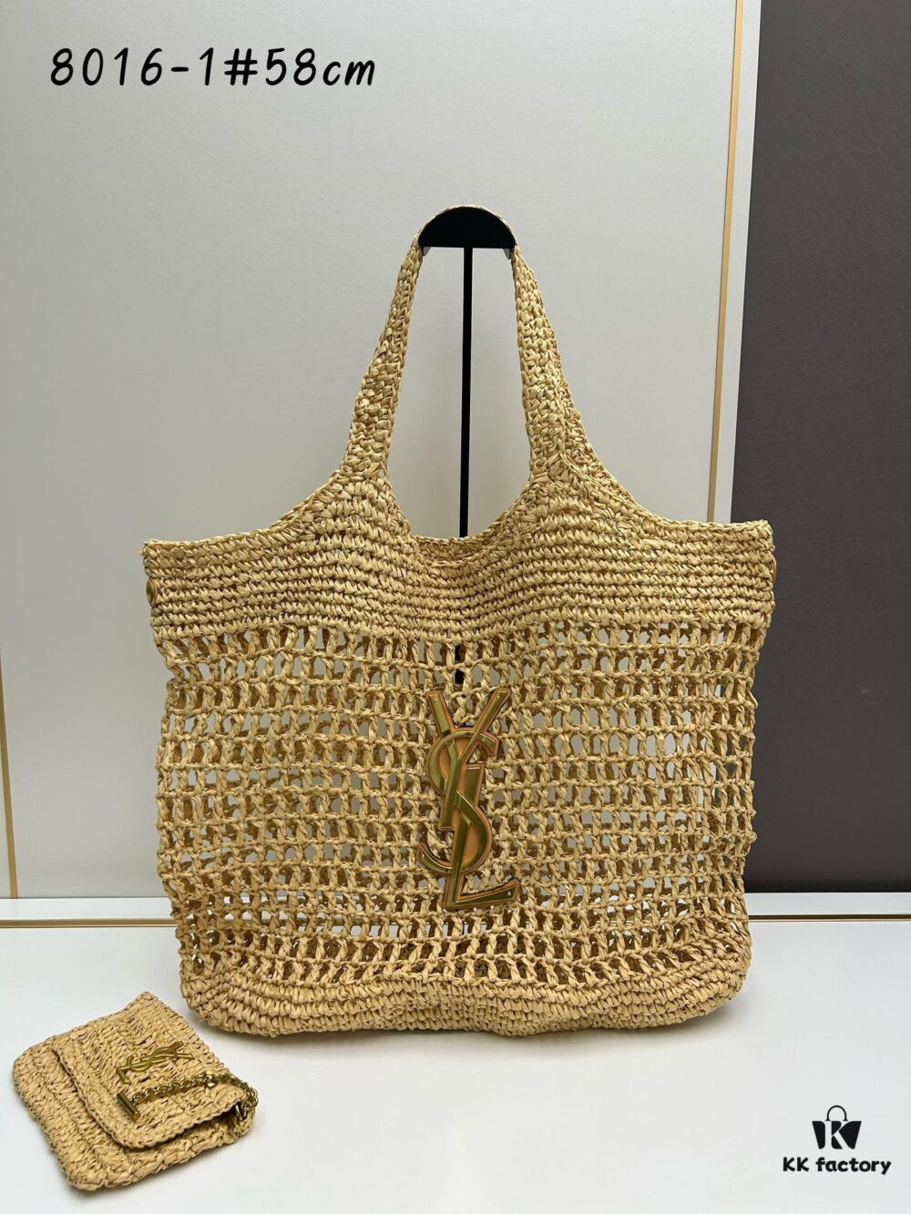 New Large YSL Icare Raffia Bag with Mini Compartment