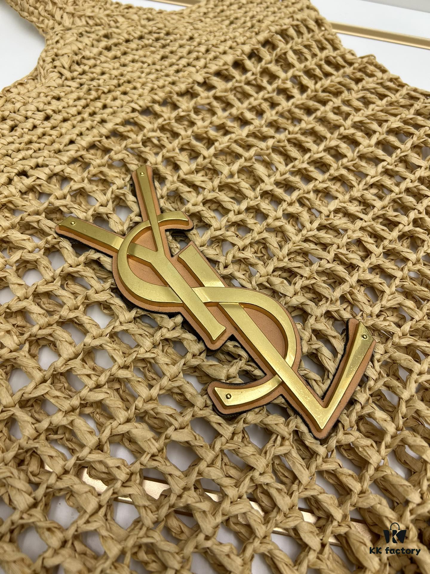 New Large YSL Icare Raffia Bag with Mini Compartment