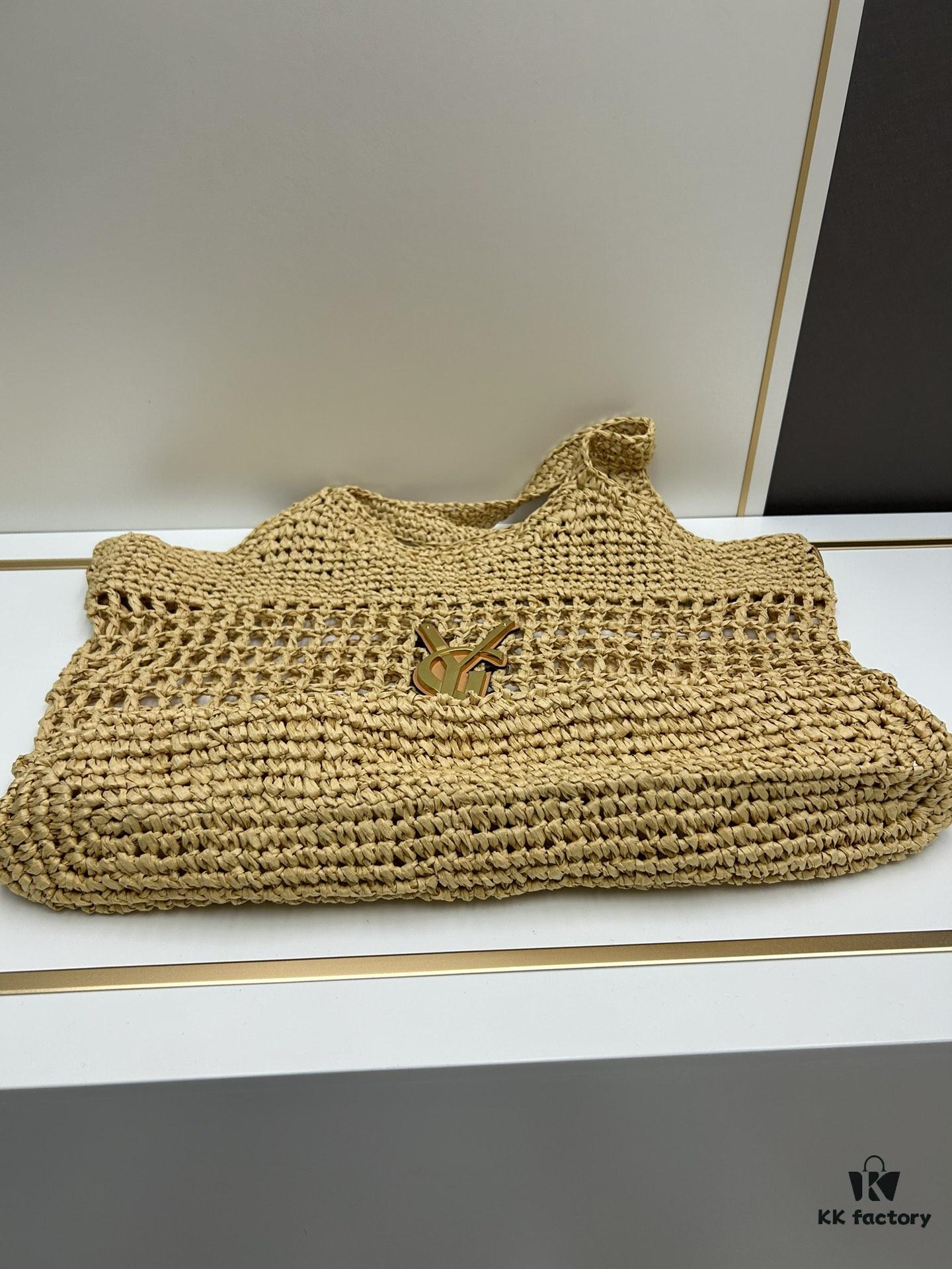 New Large YSL Icare Raffia Bag with Mini Compartment