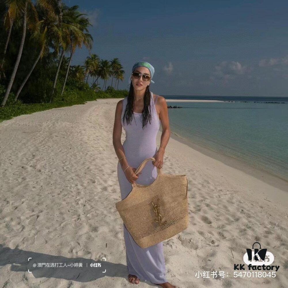 New Arrival Large YSL Icare Raffia Handbag with Mini Compartment - Symbolizing Beautiful, Resilient, and Devoted Love