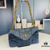 New Small YSL Loulou Puffer Denim Bag with Box - Washed Denim with Beige Suede Strap