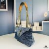 New Small YSL Loulou Puffer Denim Bag with Box - Washed Denim with Beige Suede Strap