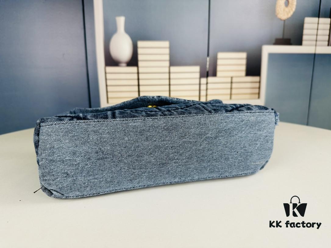 New Small YSL Loulou Puffer Denim Bag with Box - Washed Denim with Beige Suede Strap