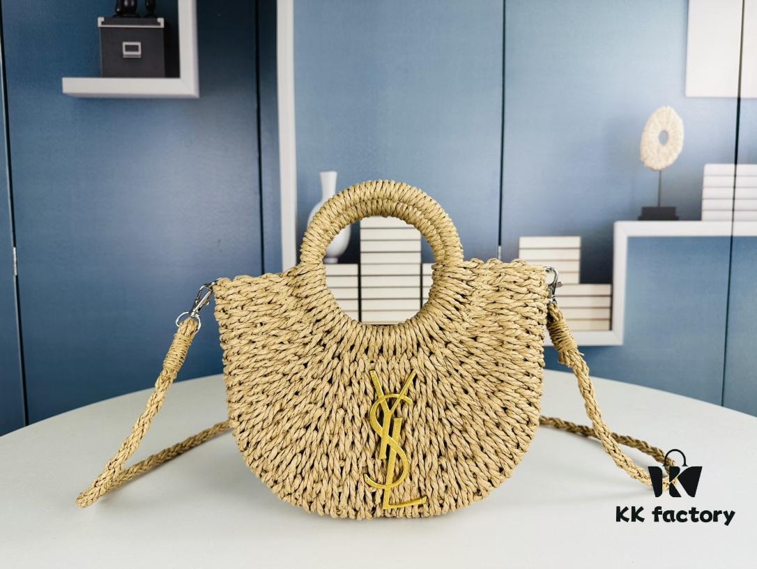 New Small YSL Woven Straw Bag with Zipper - Perfect for Summer Beach Style