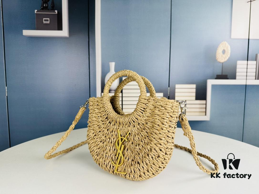 New Small YSL Woven Straw Bag with Zipper - Perfect for Summer Beach Style