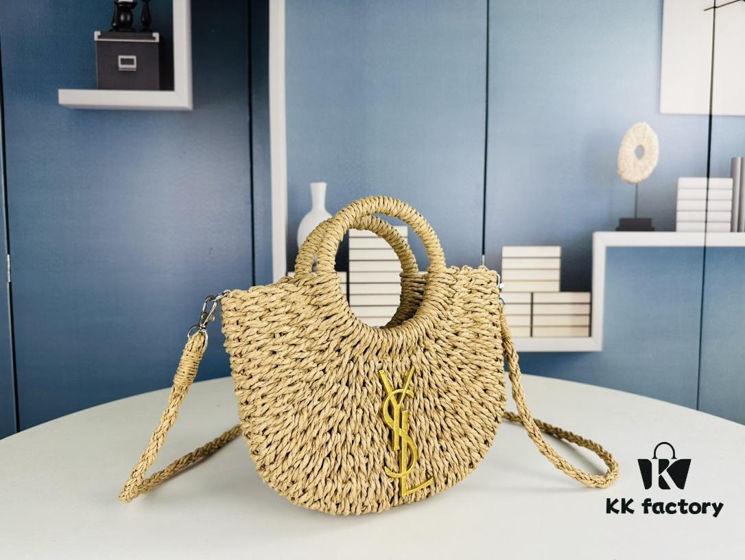 New Small YSL Woven Straw Bag with Zipper - Perfect for Summer Beach Style
