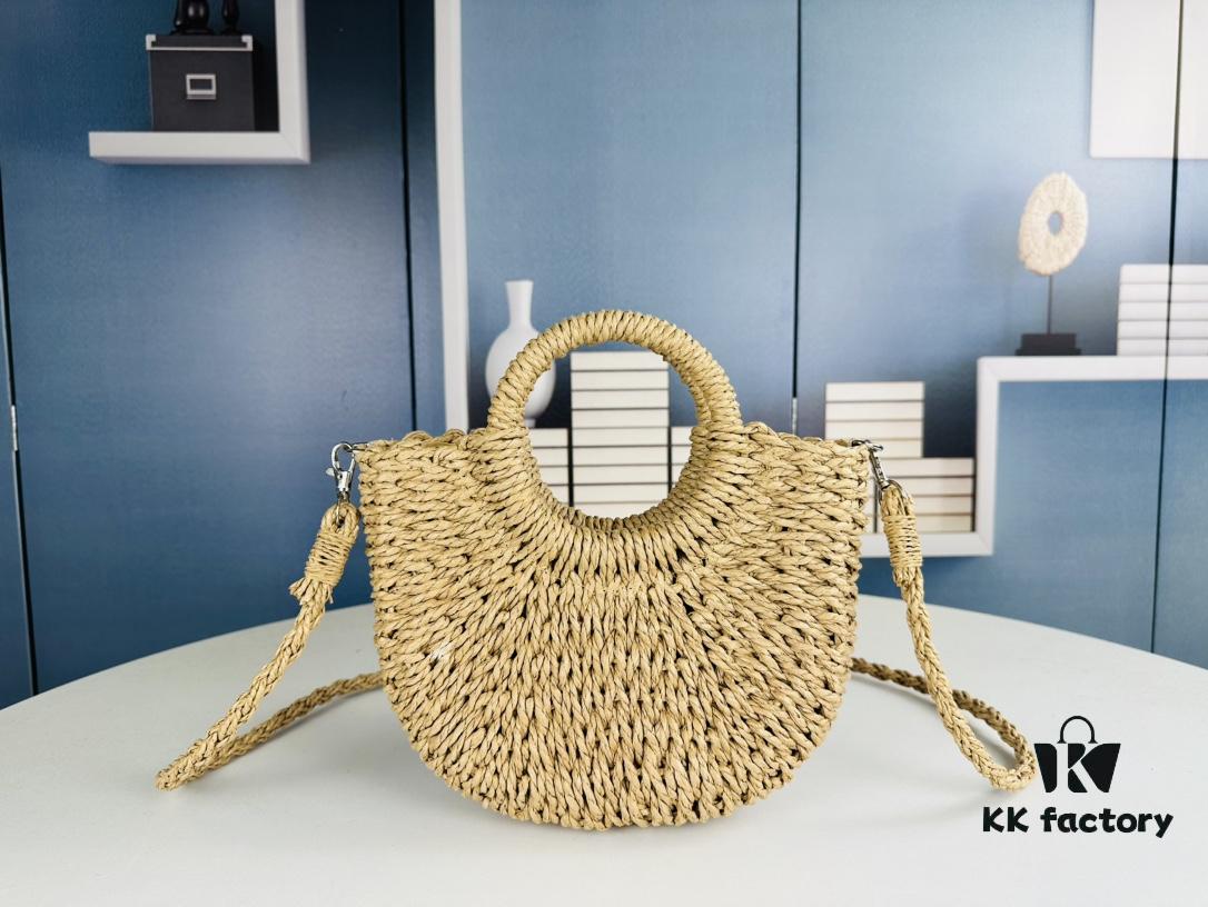 New Small YSL Woven Straw Bag with Zipper - Perfect for Summer Beach Style