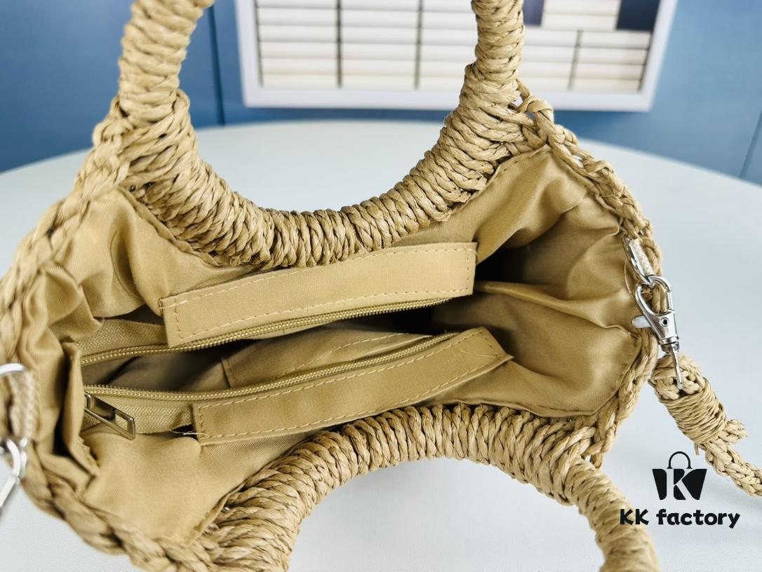 New Small YSL Woven Straw Bag with Zipper - Perfect for Summer Beach Style