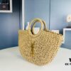 New Medium Size YSL Woven Straw Bag with Zipper - Perfect for Summer Beach Style