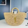 New Medium Size YSL Woven Straw Bag with Zipper - Perfect for Summer Beach Style