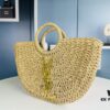 New Large YSL Raffia Woven Tote Bag with Zipper