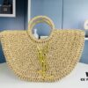 New Large YSL Raffia Woven Tote Bag with Zipper