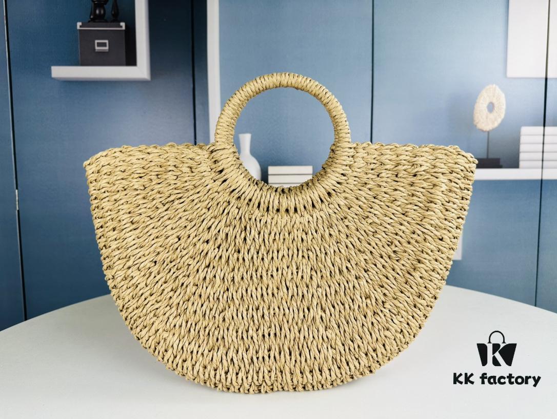 New Large YSL Raffia Woven Tote Bag with Zipper