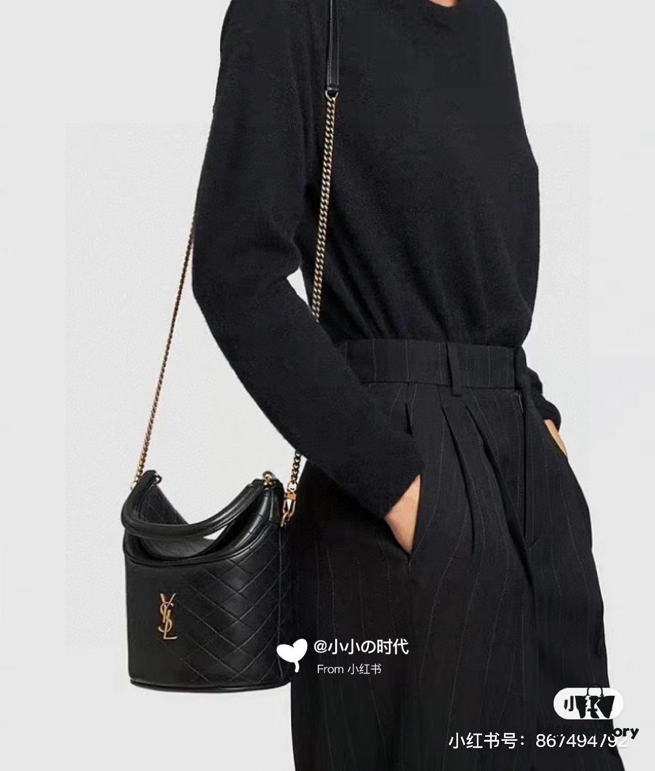 New Arrival with Box 💰 YSL GABY Mini Bucket Bag, Soft Lambskin Crossbody & Handbag, Diamond Quilting Design, Gold Hardware