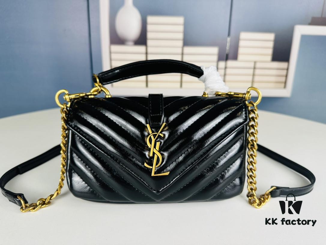 New Arrival YSL Mini College Messenger Bag in Waxed Leather