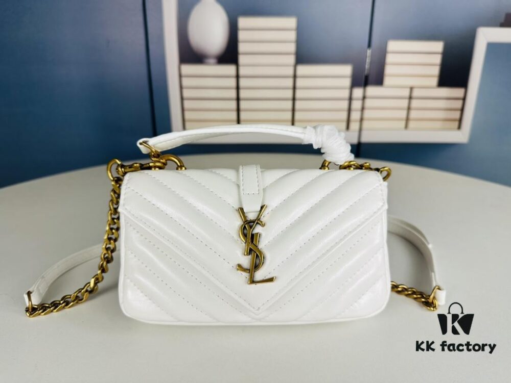 YSL Saint Laurent Mini College Messenger Bag in Waxed Calfskin - Style No. 6126