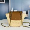 New YSL Straw Woven Tote Bag with Logo Print – Perfect Summer Beach Bag