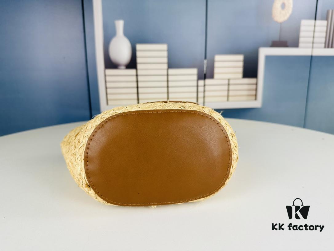 New YSL Straw Woven Tote Bag with Logo Print – Perfect Summer Beach Bag