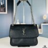 New Arrival NIKI BABY Full-Grain Lamb Leather Handbag ||| YSL Niki 21cm 28cm Distressed Lamb Leather Black Silver Mini Bag