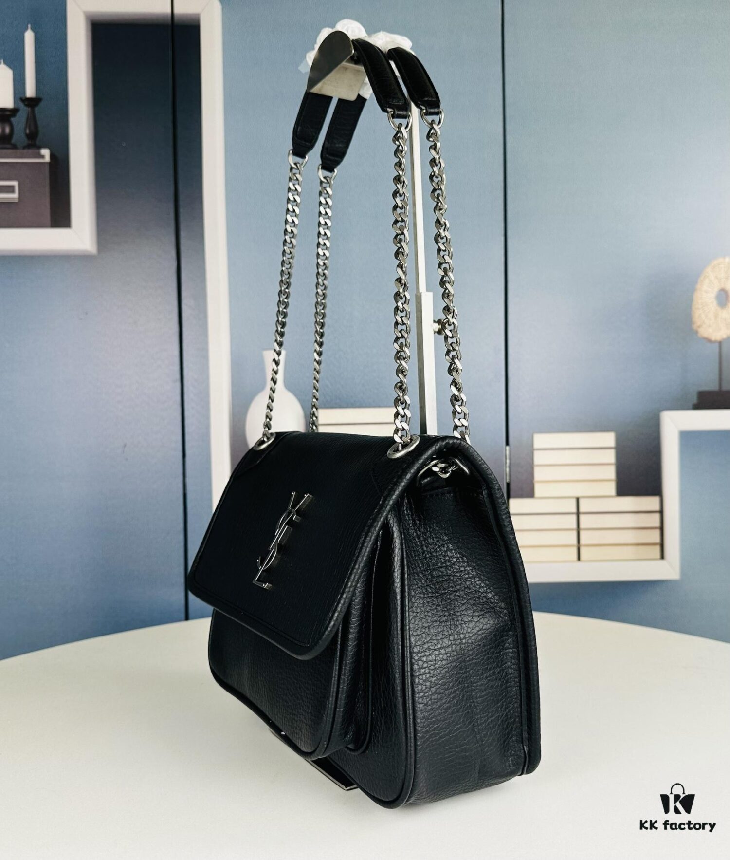 New Arrival NIKI BABY Full-Grain Lamb Leather Handbag ||| YSL Niki 21cm 28cm Distressed Lamb Leather Black Silver Mini Bag